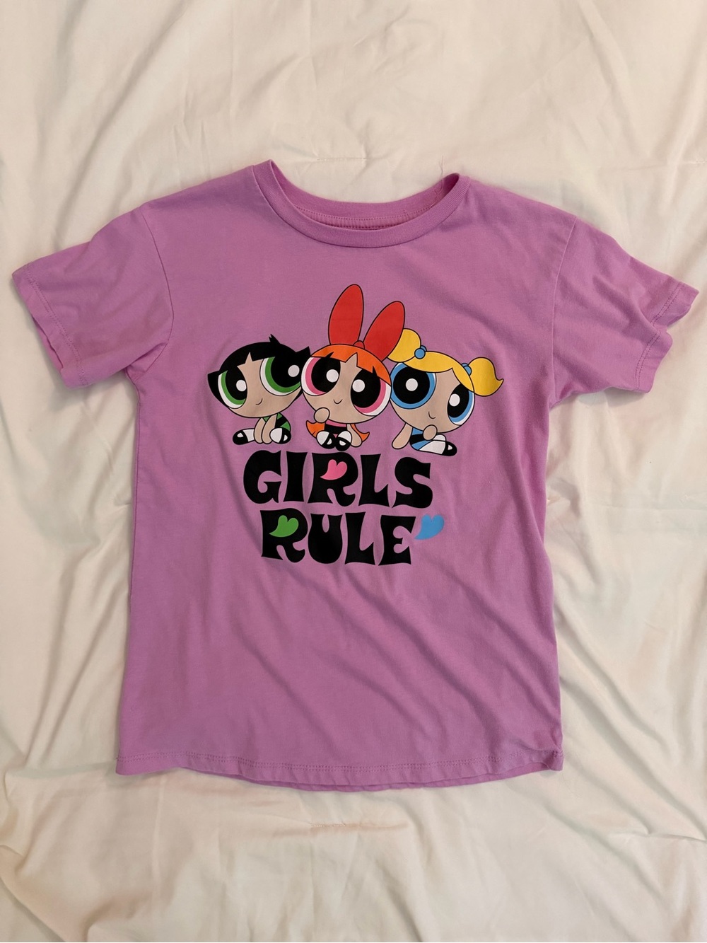 Cartoon Network Powerpuff Girls Tee - Lilac with Multicolor Graphic